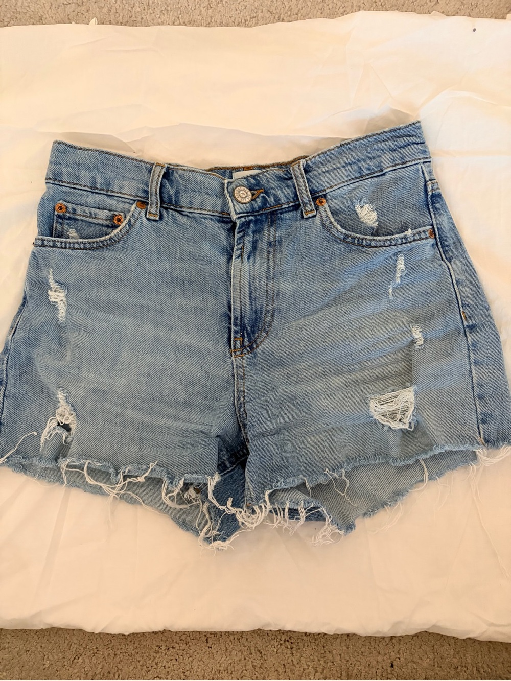 BDG Light Blue Distressed Denim Shorts - Women